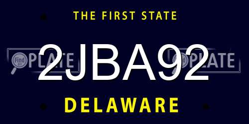 2JBA92 Delaware License Plate