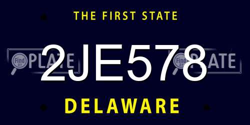 2JE578 Delaware License Plate