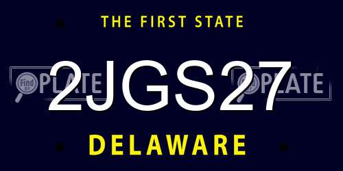 2JGS27 Delaware License Plate