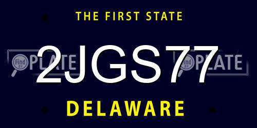 2JGS77 Delaware License Plate