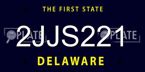 2JJS221 Delaware License Plate