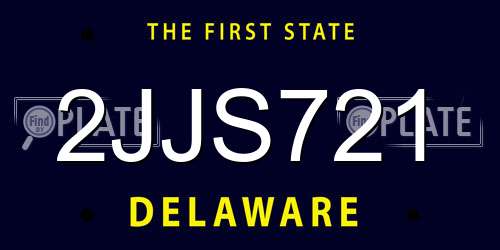 2JJS721 Delaware License Plate