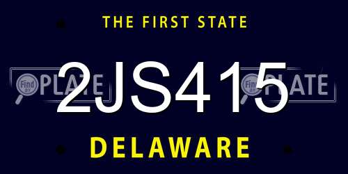 2JS415 Delaware License Plate