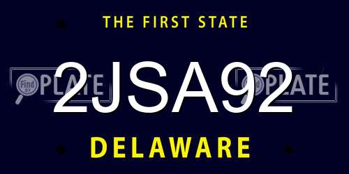 2JSA92 Delaware License Plate
