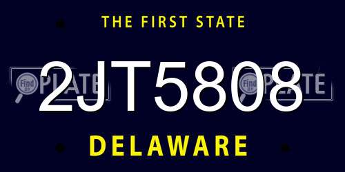 2JT5808 Delaware License Plate