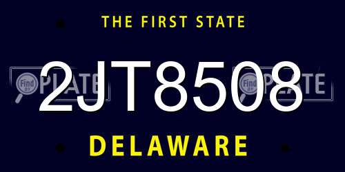 2JT8508 Delaware License Plate