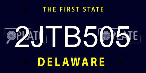 2JTB505 Delaware License Plate