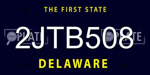 2JTB508 Delaware License Plate