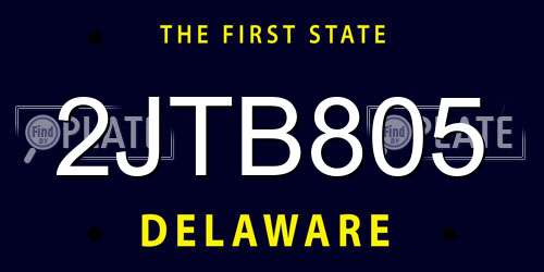 2JTB805 Delaware License Plate
