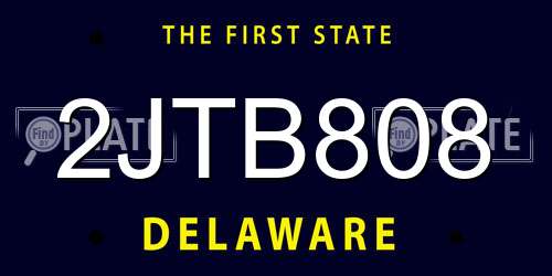 2JTB808 Delaware License Plate