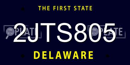 2JTS805 Delaware License Plate