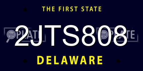 2JTS808 Delaware License Plate