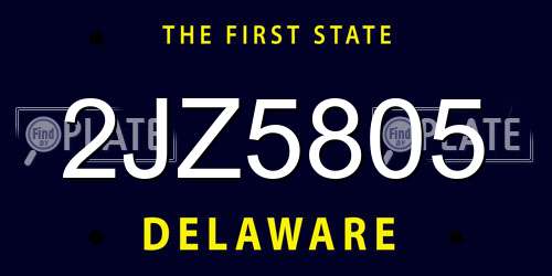 2JZ5805 Delaware License Plate