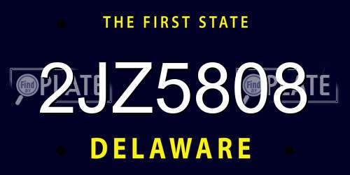 2JZ5808 Delaware License Plate
