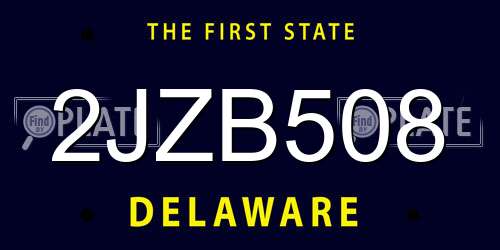 2JZB508 Delaware License Plate