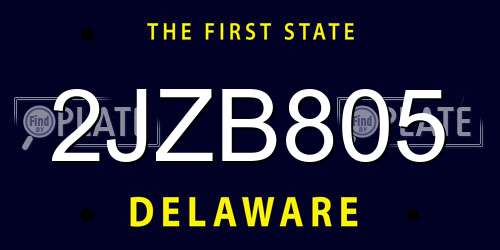 2JZB805 Delaware License Plate
