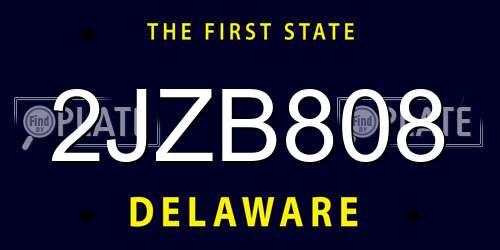 2JZB808 Delaware License Plate
