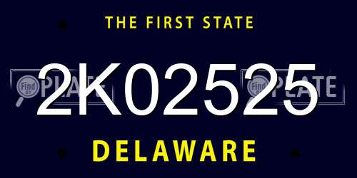 2K02525 Delaware License Plate