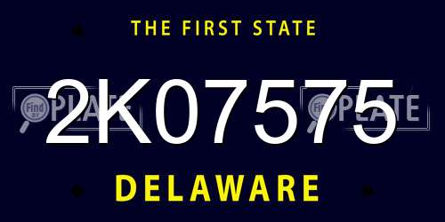 2K07575 Delaware License Plate