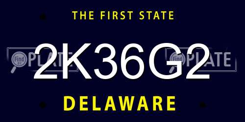 2K36G2 Delaware License Plate