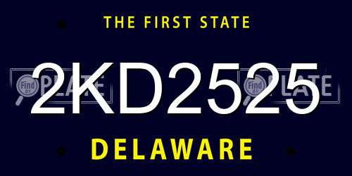 2KD2525 Delaware License Plate
