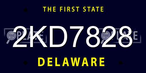 2KD7828 Delaware License Plate