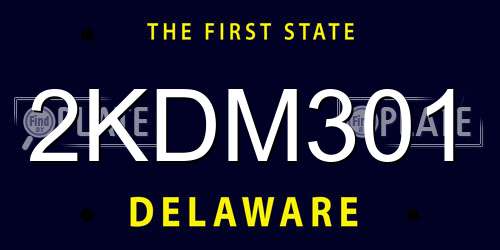 2KDM301 Delaware License Plate