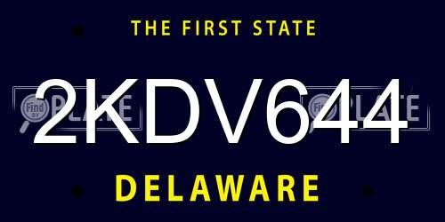 2KDV644 Delaware License Plate