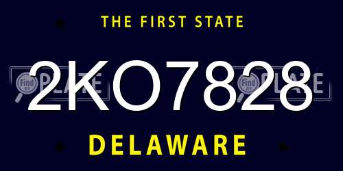 2KO7828 Delaware License Plate