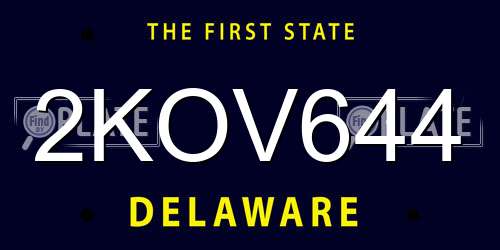 2KOV644 Delaware License Plate