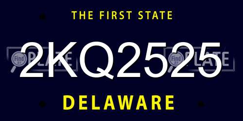 2KQ2525 Delaware License Plate