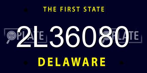 2L36080 Delaware License Plate