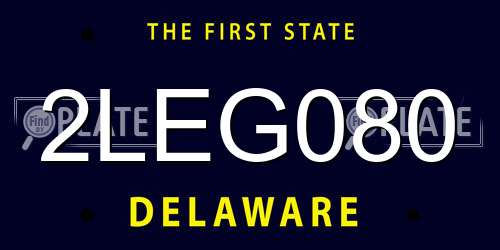2LEG080 Delaware License Plate