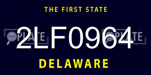 2LF0964 Delaware License Plate