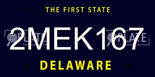 2MEK167 Delaware License Plate