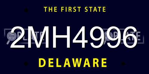 2MH4996 Delaware License Plate