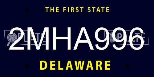 2MHA996 Delaware License Plate