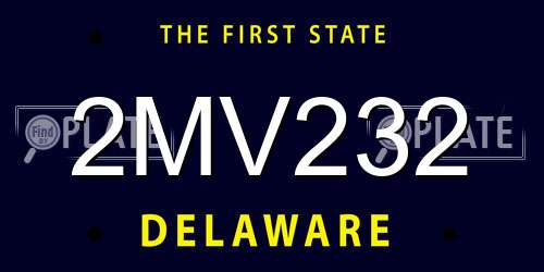 2MV232 Delaware License Plate