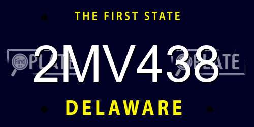 2MV438 Delaware License Plate