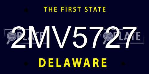 2MV5727 Delaware License Plate