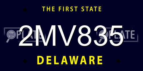 2MV835 Delaware License Plate
