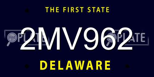 2MV962 Delaware License Plate