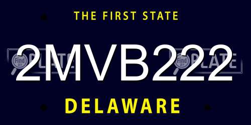 2MVB222 Delaware License Plate