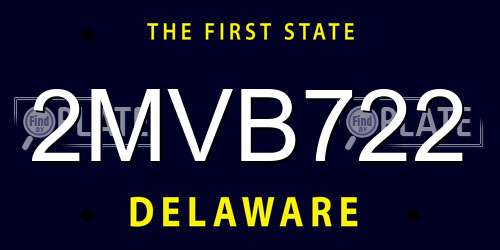 2MVB722 Delaware License Plate