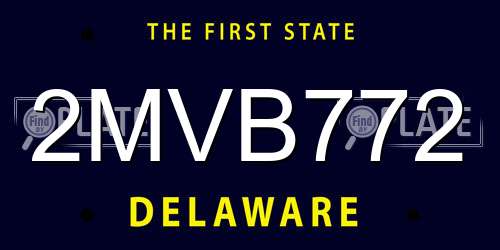 2MVB772 Delaware License Plate