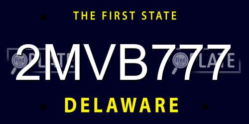 2MVB777 Delaware License Plate