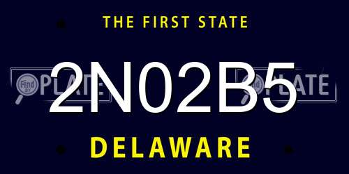 2N02B5 Delaware License Plate