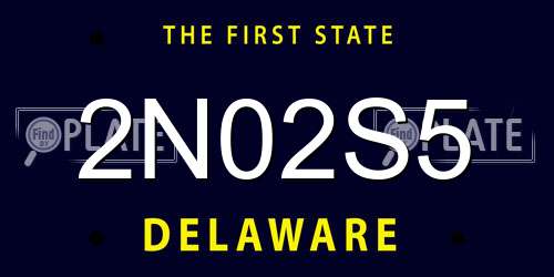 2N02S5 Delaware License Plate