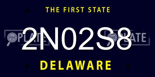 2N02S8 Delaware License Plate