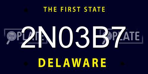 2N03B7 Delaware License Plate